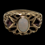 10K Yellow Gold, Opal and Pink Tanzanite Ring Size 6