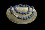 Dyed Natural Lapis Lazuli & Cultured Freshwater Pearl With 14K Gold Beads Necklace