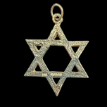 9K Yellow Gold Etched Star of David Pendant / Charm