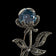 Sterling Silver, Marcasite & Blue Topaz Flower Brooch Art Deco