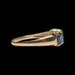 14K Yellow Gold Natural Heat Treated Triple Sapphire Ring Size 8 1/2
