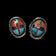 Native American Sterling Silver Inlaid Gemstone Clip On Earrings Signed