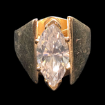 14K Cubic Zirconia Vintage Ring High Marquise Style Setting