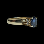 14K Yellow Gold Sapphire & Diamond Ring Size 6 3/4