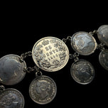 Victorian Era Etched Love Token Coin Family Monogram Panel Link Bracelet