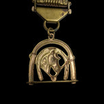Antique Brass Pocket Watch Fob Chain with Horse / Equestrian Pendant
