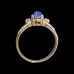 10K White Gold Synthetic Star Sapphire & Diamond Ring Size 5.5