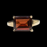 10K Yellow Gold Emerald Cut Garnet Ring Size 6 3/4