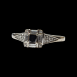 14K White Gold White & Black Diamond Ring Size 7 1/4