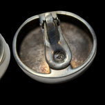 Extra Large 3D Mexican Round Silver Disc Clip-On Earrings 1980s by TANE