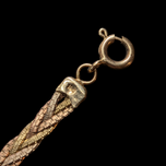10K Tri-Colour Braided Herringbone Flat Bracelet