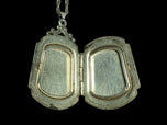 Art Nouveau Rectangular Sterling Silver Floral Engraving Locket Pendant Necklace