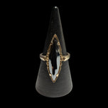 10K Yellow Gold Hematite / Black Alaskan Diamond Marquise Cut Ring Size 5 1/4