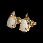 14K Yellow Gold Teardrop Opal Stud Earrings