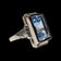 10K White Gold Art Deco Bezel Set Synthetic Spinel Ring Size 2 3/4
