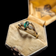 10K Yellow Gold Emerald & Diamond Twist Ring Size 6.5