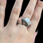 Sterling Silver Designer Pianegonda Love & Life Dome Ring Size 7
