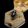 Art Deco Seed Pearl & Black Onyx Marquise Ring Size 7 1/4 White Gold Inlay & 10K Yellow Gold