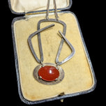 Modernist Carnelian Cabochon Sterling Silver Necklace Xila, Israel