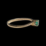 14K Yellow Gold Diamond & Emerald Ring Size 5 3/4