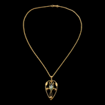 Antique Gold Filled Necklace Green Glass Stone