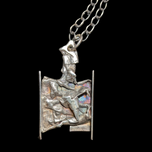 Silver Modernist / Brutalist Style Textured MCM Necklace