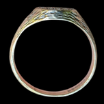 9K Gold and Diamond Cluster Signet Style Vintage Ring Wood Grain Design