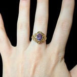 14K Yellow Gold Open Work / Filigree Amethyst Ring Size 6