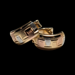 18K Tri Coloured Gold Earrings Huggy Hoops