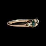 Antique 10K Gold Green Garnet Doublets & Seed Pearl Ring Size 5.5