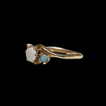 14K Yellow Gold Triple Opal Ring Size 5 3/4