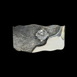 Arist Signed Monroy Mexico Sterling Silver Brutalist White Topaz Cuff Bracelet