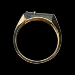 10K Yellow Gold Flat Face Bezel Set Sapphire & Diamond Ring Size 6 3/4