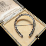 Antique Sterling Horseshoe Brooch with Paste Stones