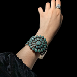 Large Sterling Silver and Emerald Statement Cuff Cluster Bracelet