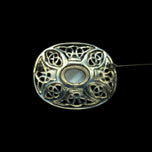 Sterling Silver Celtic Knot Brooch with Cabochon Rose Quartz