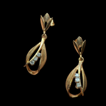 14K Yellow Gold and Diamond Dangle Drop Earrings