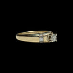 14K Yellow Gold 0.25 CT Diamond Solitaire Ring with Baguette Cut Shoulders Size 7 3/4