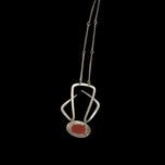 Modernist Carnelian Cabochon Sterling Silver Necklace Xila, Israel