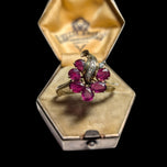 10K Yellow Gold Natural Ruby & Diamond Flower Custer Ring Size 9 1/4