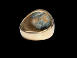 14K Yellow Moss Agate Oval Cabochon Ring Size 8 1/4