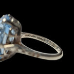 Shiptonia of England Silver & Blue Glass Statement Ring Size 5