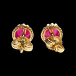14K Yellow Gold Pink Star Sapphire Stud Earrings