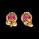 14K Yellow Gold Pink Star Sapphire Stud Earrings