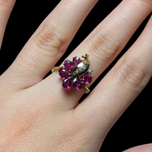 10K Yellow Gold Ruby and Diamond Cluster Ring Size 6