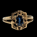 10K Yellow Gold Art Deco Sapphire Ring Size 5 1/2