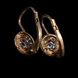 Vintage 10K Yellow Gold and Glass Star Drop Earrings