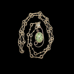 Orno Poland Sterling Silver & Green Stone Textured Chain Modernist
