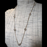 Sterling Silver Cube Link Chain Necklace with Silver Spheres