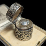 Decorative Sterling Silver Thimble & Thimble Case